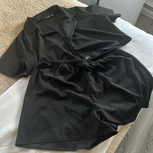 Boohoo Plus Cropped Blazer And Short Co-ord Set